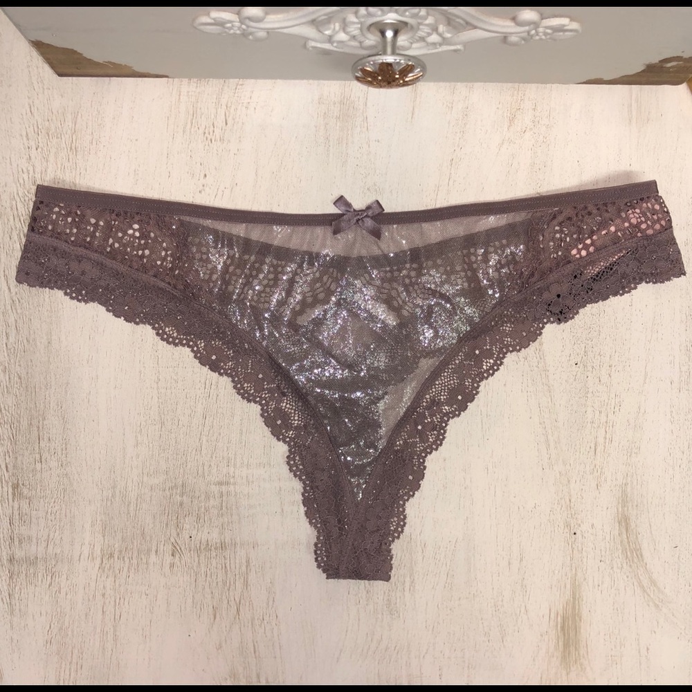 VS Shimmer Sheer Lacey Thong